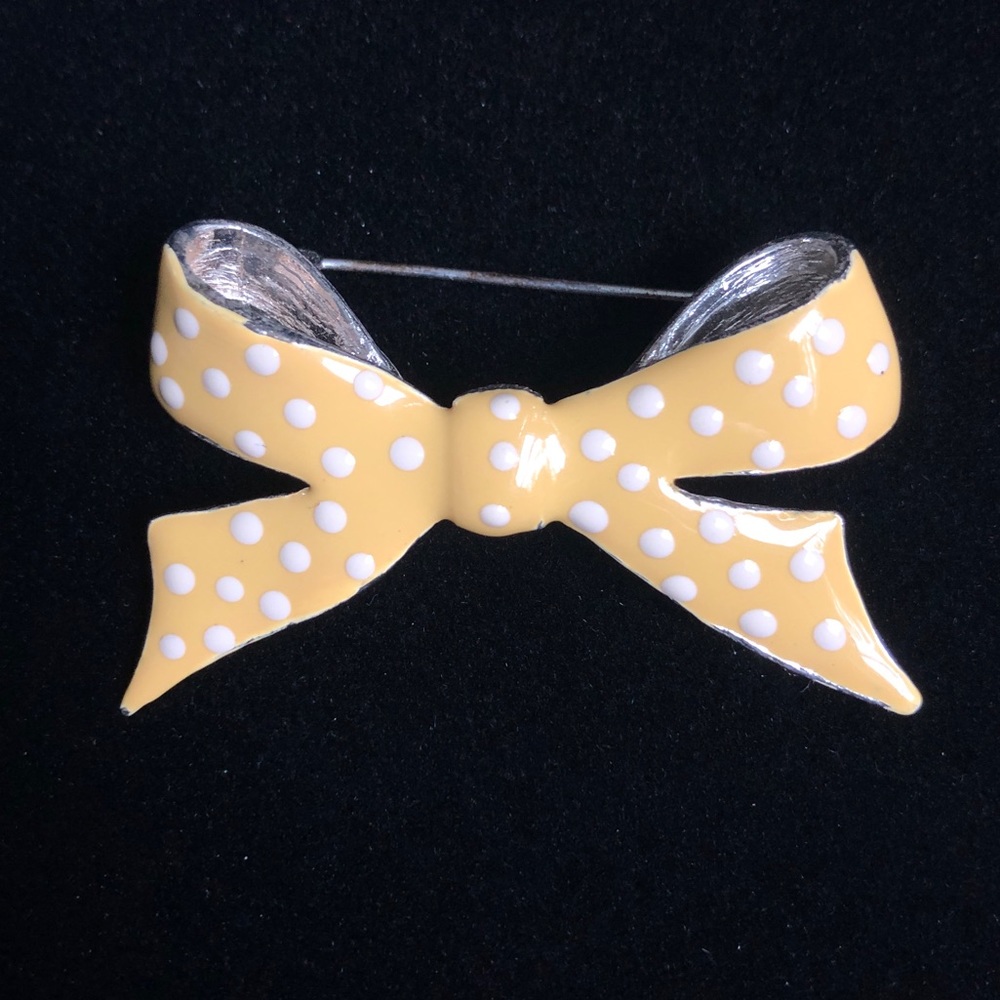 (3/$15) vintage yellow enamel bow brooch